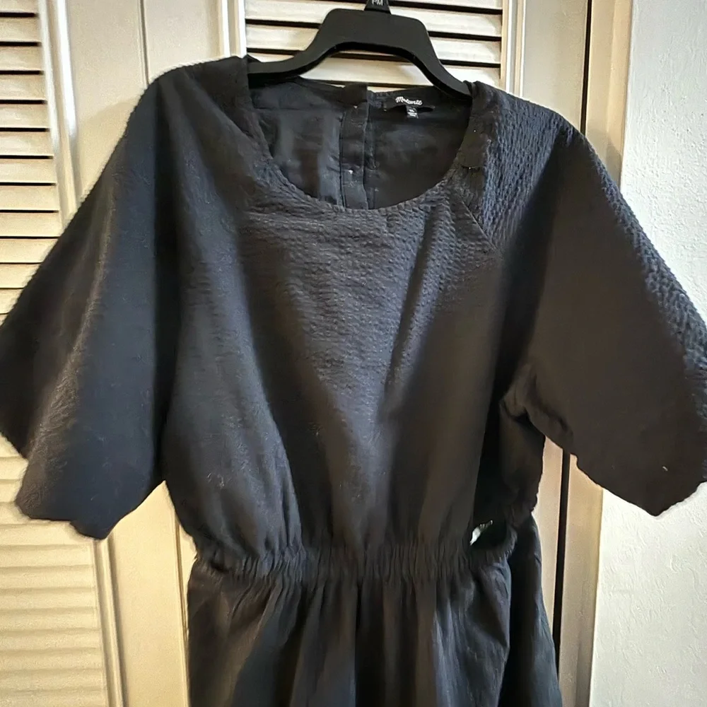 MADEWELL Alessia Puff Sleeve Cut-Out Mini Dress Black SZ XL-0201